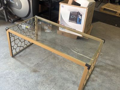 Gold Honeycomb Glass Coffee Table