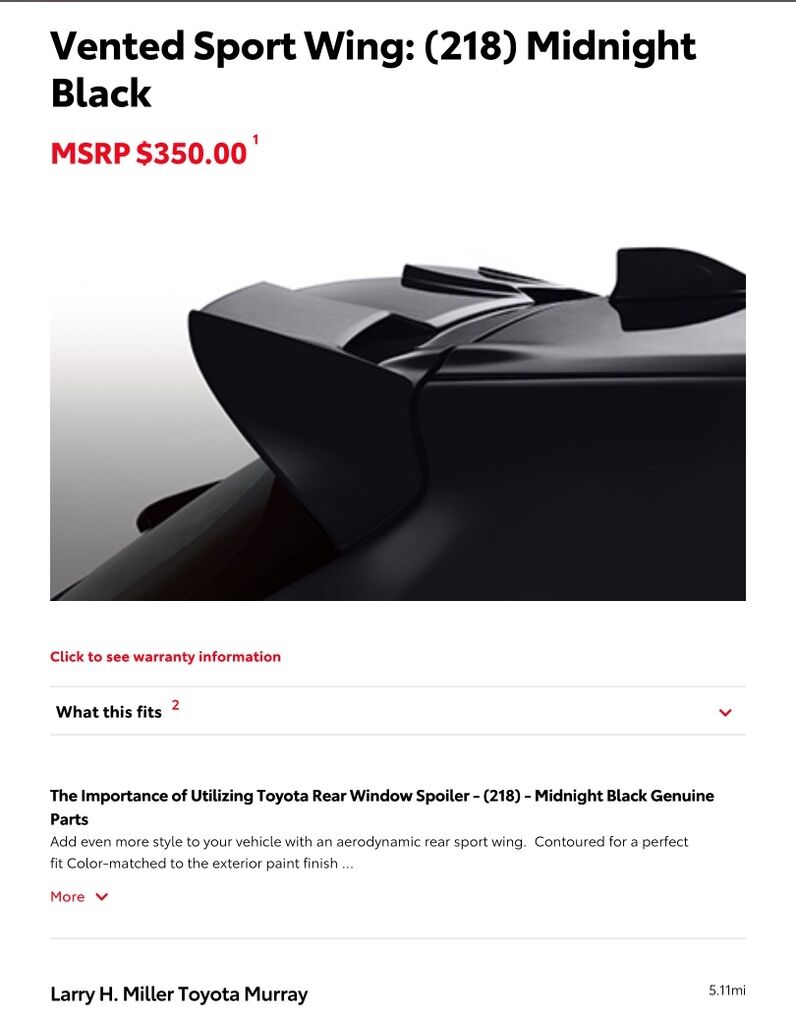 Corolla Hatchback OEM Spoiler black