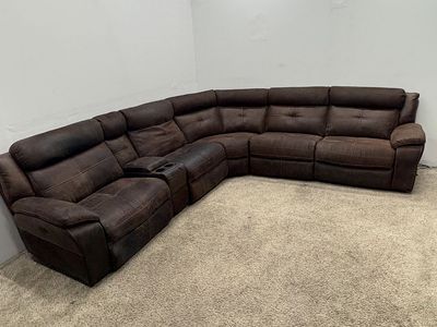 Large Brown Fabric Sectional With Recliners
