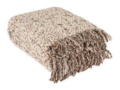 Bloomingville Cozy Haven Wool Blend Shag Throw, Natural and Grey Mélange retails for $65-98,
