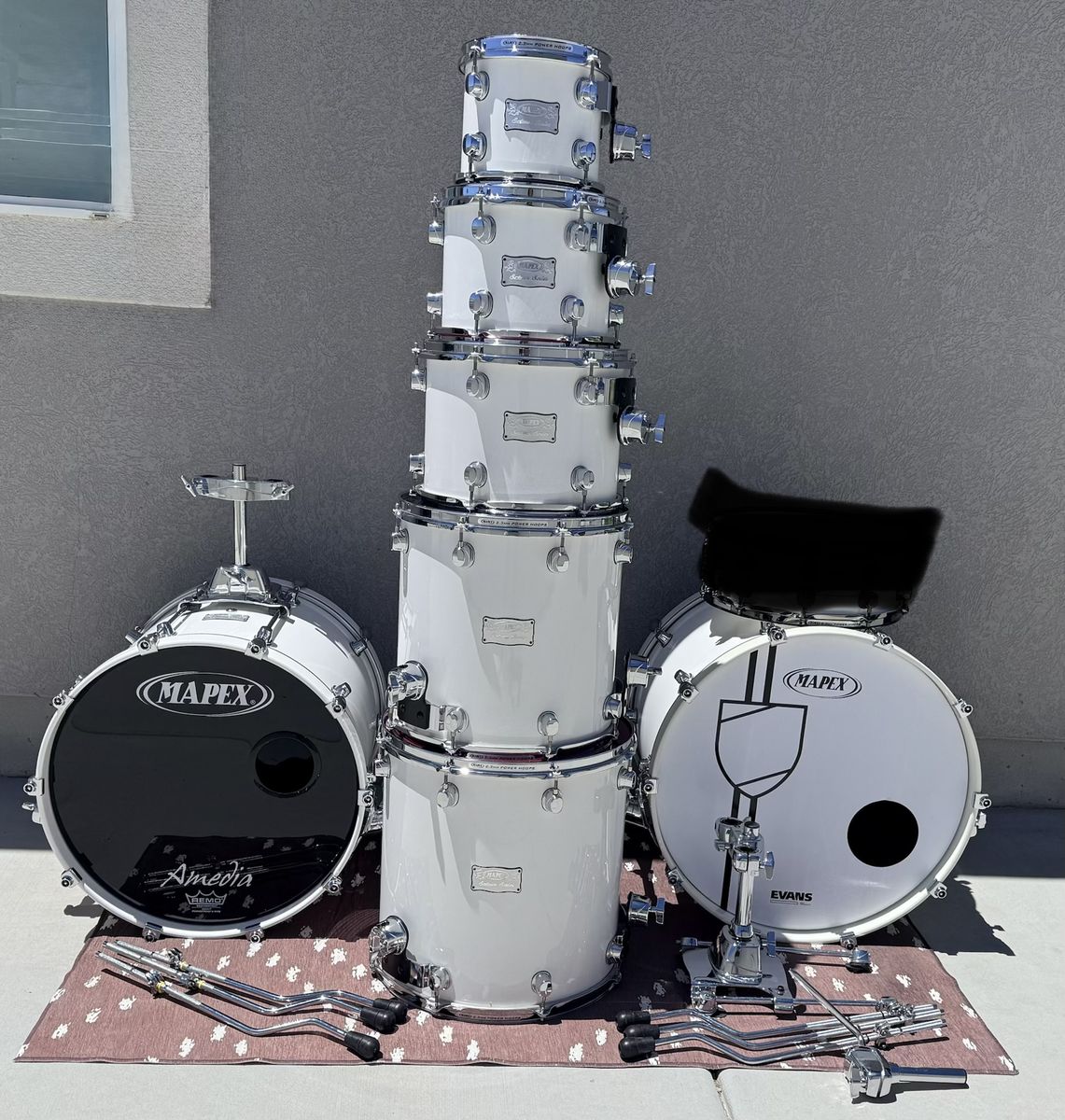 7 Pc Mapex Saturn 3 Drum Set, one owner