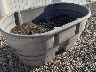 Large Gray Plastic Stock Tank , Durable & Versatile, 100 gallon, rubber tank