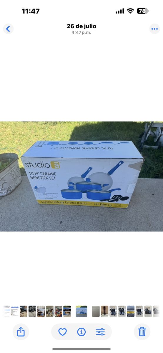 Studio A 10 Piece Ceramic Nonstick Cookware Set Blue Pots Pans