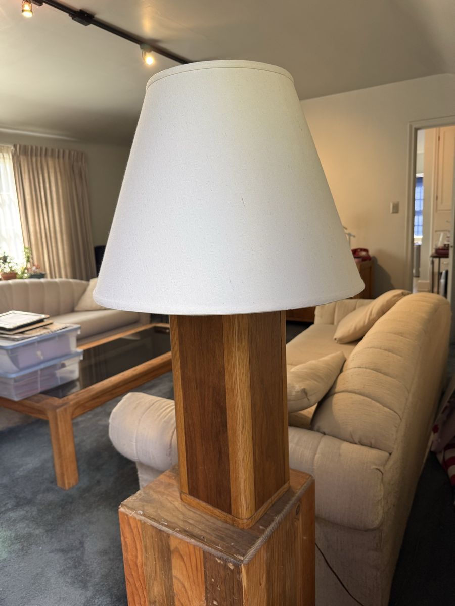 Vintage Geometric Wood Table Lamp