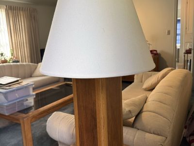 Vintage Geometric Wood Table Lamp