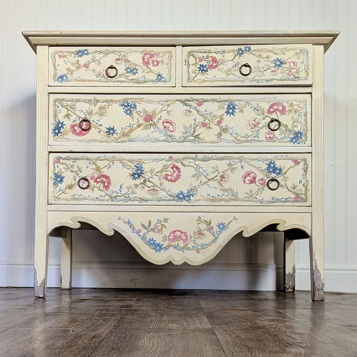 Hand-Painted Vintage Floral Dresser