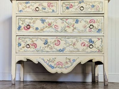 Hand-Painted Vintage Floral Dresser