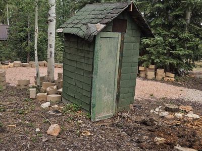 Rustic Green Wooden Shed / Outhouse