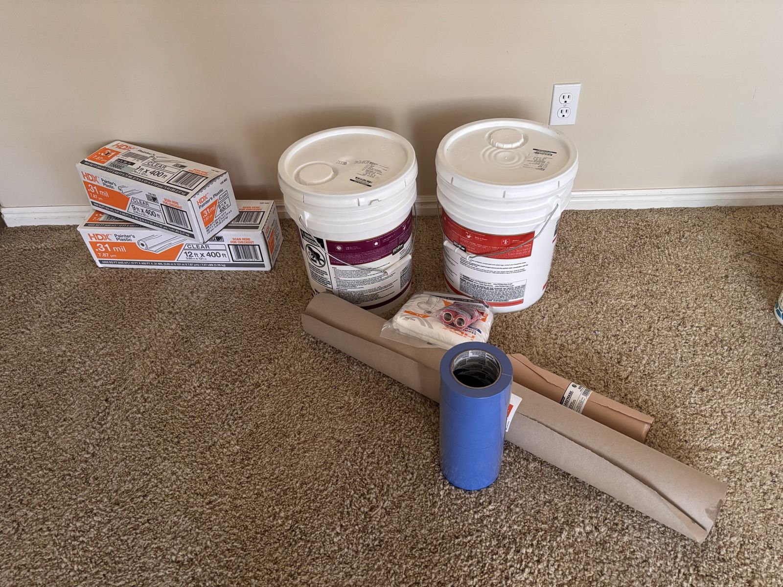 BEHR Premium Plus Interior Paint Shoji White 5-Gallon Buckets & Supplies