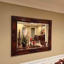 Ornate Dark Wood Framed Wall Mirror, Large Decorative Mirror