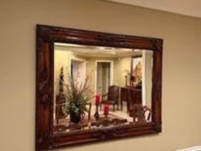 Ornate Dark Wood Framed Wall Mirror, Large Decorative Mirror