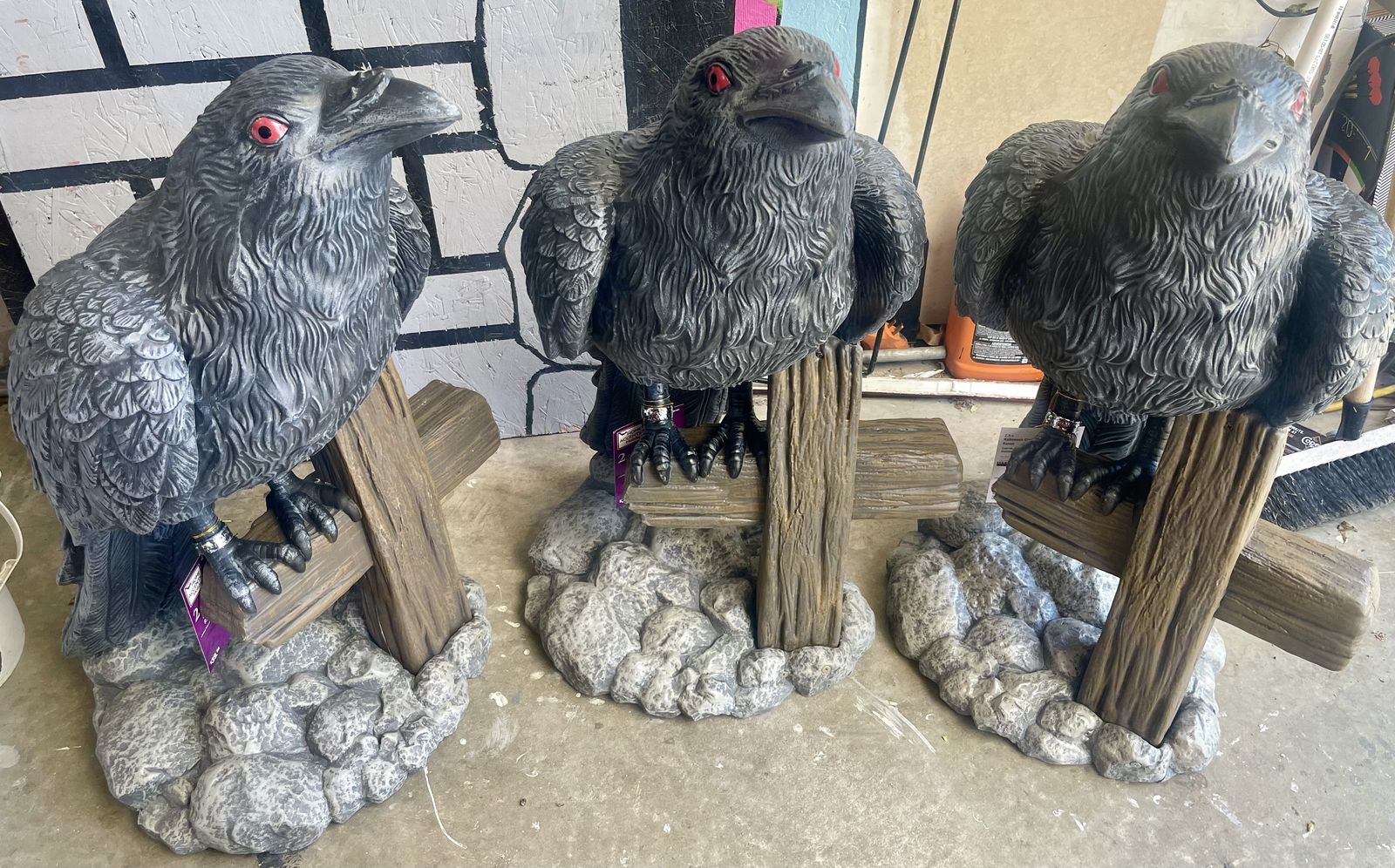 Halloween Blow Mold Crow Raven Tombstone Gravestone Cemetery Statue Figurine Collectible Home Decor Decoration Prop