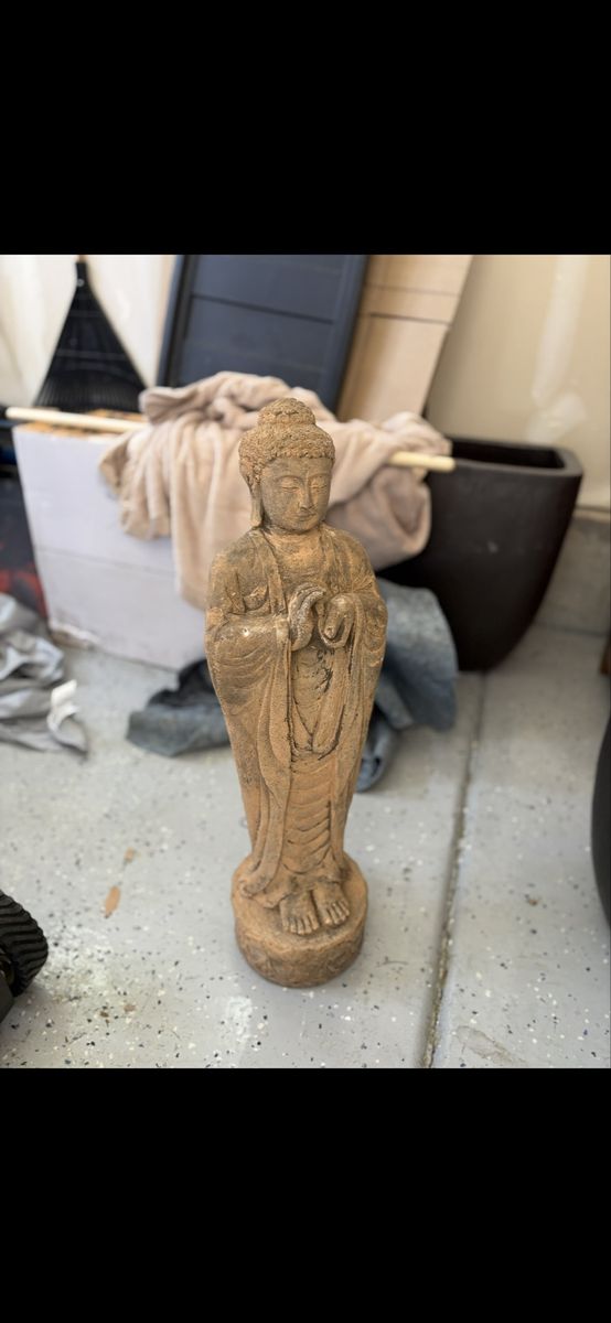 Zen Garden Buddha Statue - Large, Weathered Terracotta Finish