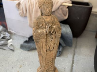 Zen Garden Buddha Statue - Large, Weathered Terracotta Finish