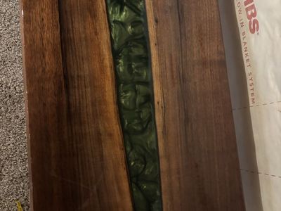 Handmade Black Walnut & Green Epoxy Resin River Coffee Table, Gloss Finish, Unique Home Decor
