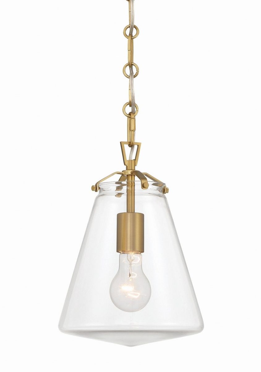Elegant Brass/Gold and Glass 1-light Pendant