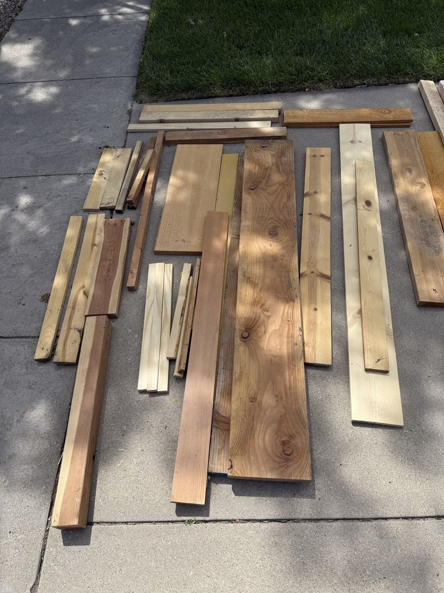 Assorted Wood Lumber and White Primed Boards - Various Sizes