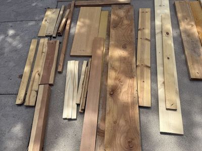 Assorted Wood Lumber and White Primed Boards - Various Sizes