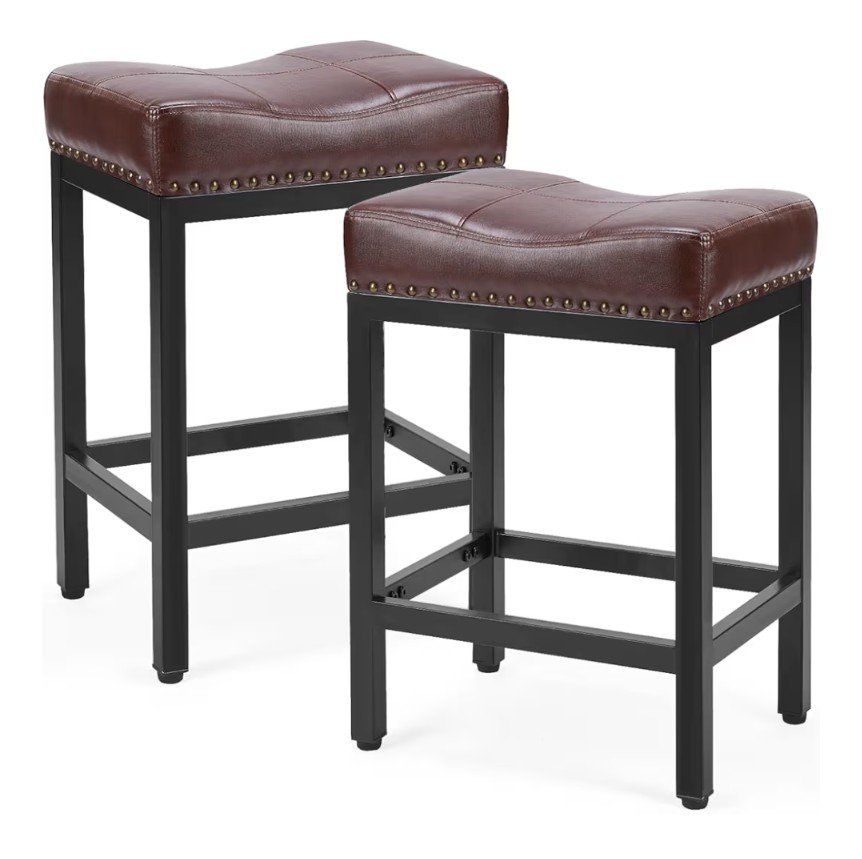 NEW Set of 2 Brown Counter Height Bar Stools