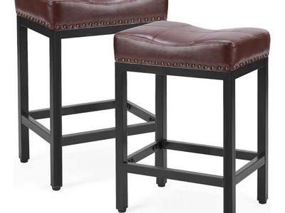 NEW Set of 2 Brown Counter Height Bar Stools