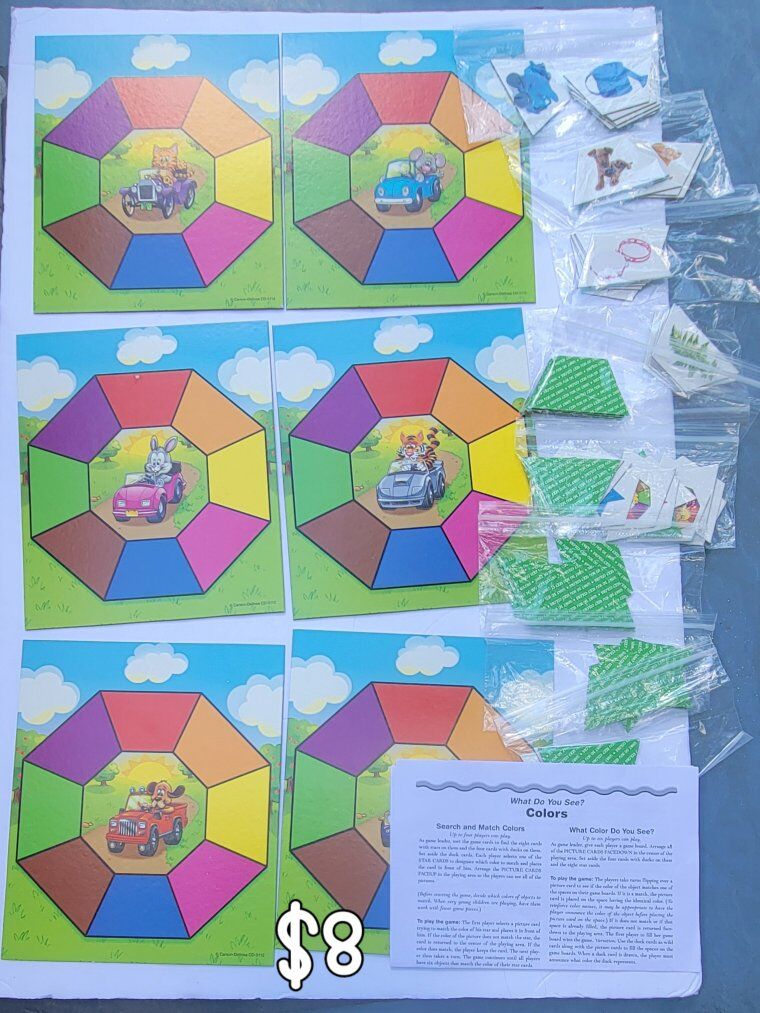 Board games learning colors, numbers, letters