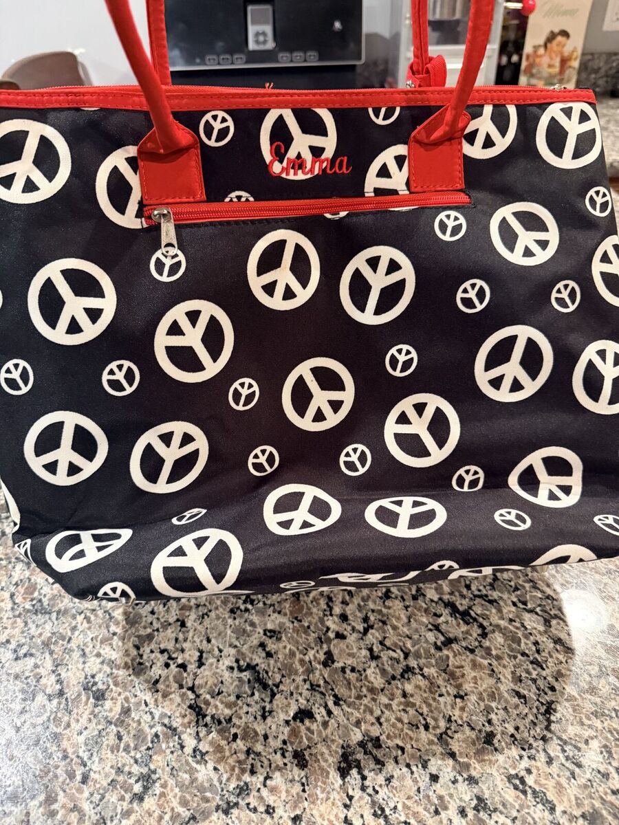 New Pottery Barn Peace Tote Bag Emma Embroidered on the front