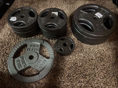 weight plate set with FREE dumbbell