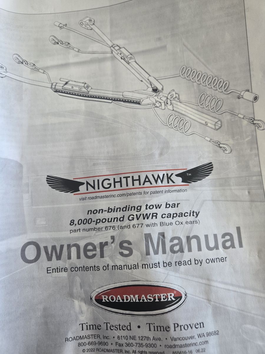 New RoadMaster Nighthawk Towbar