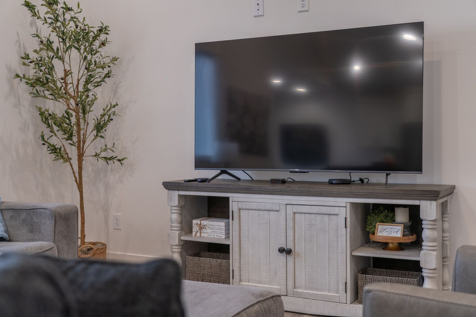 Ashley Havalance TV Stand AND Matching End Table  – $400