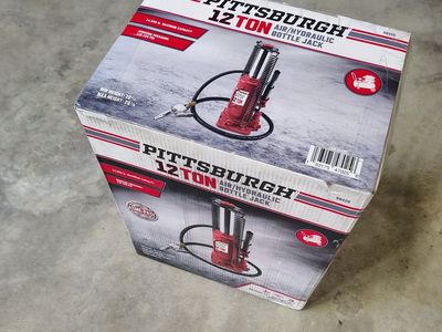 Pittsburgh 12 Ton Air/Hydraulic Bottle Jack - 24,000 lbs Capacity, 10-1/4"-20-1/2" Lift - $55