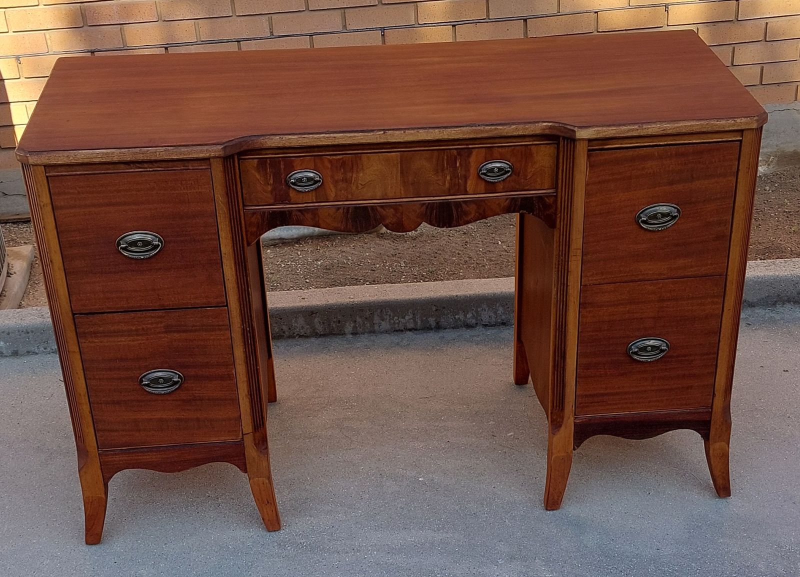 Antique Mahogany Desk 5 Drawer