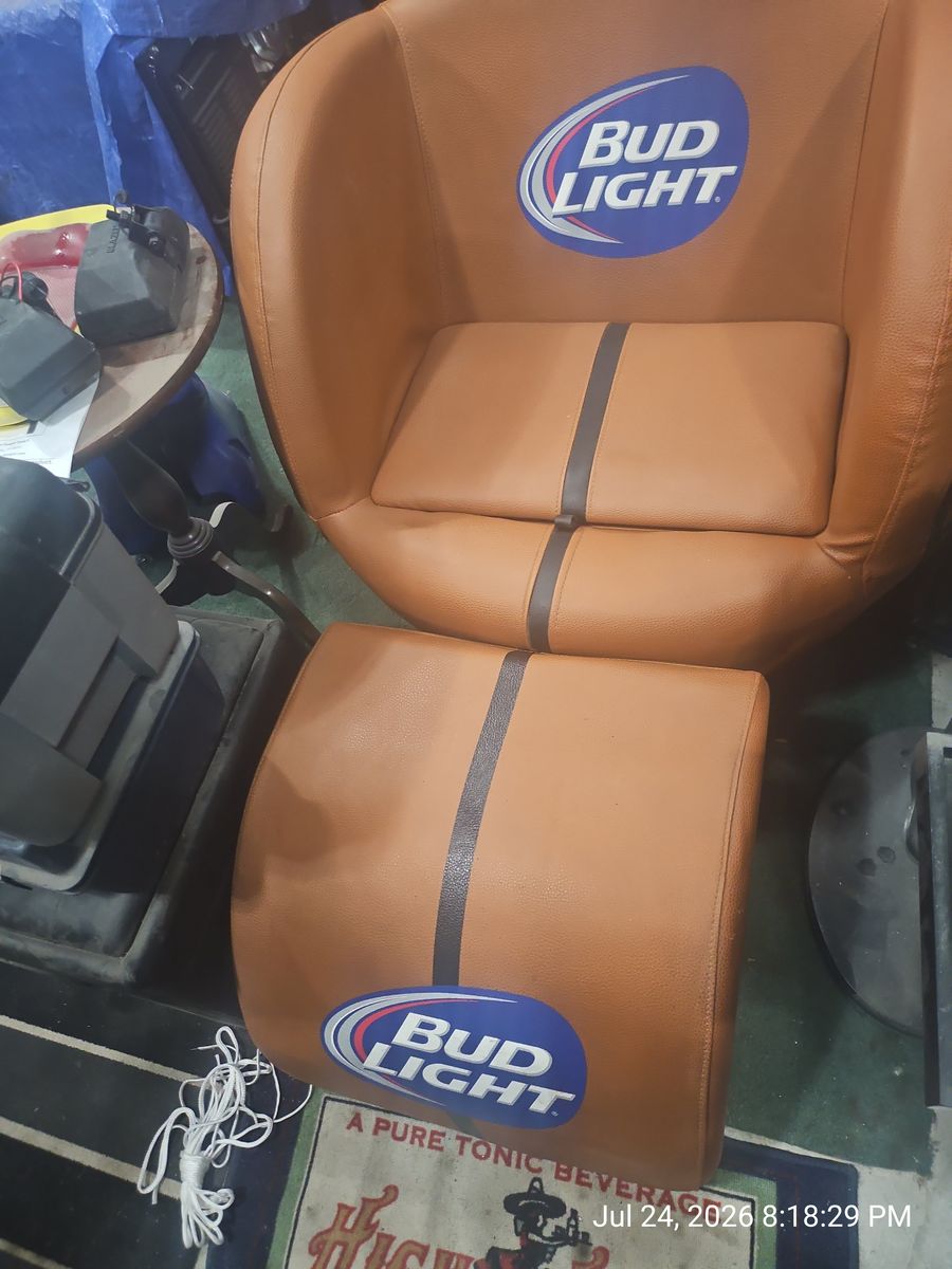 Bud Light Football/Basketball Chair with Cooler & Ottoman - Unique Man Cave Seating