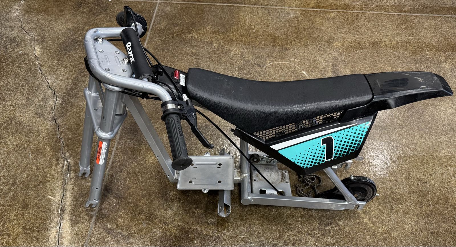 Razor mx350 frame, seat , handlebars and throttle