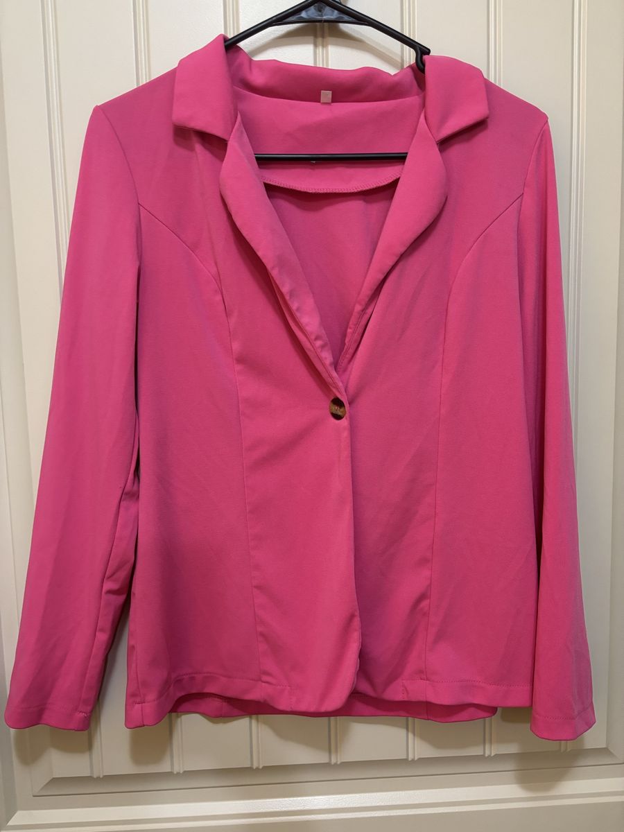 Pink Blazer Jacket Size Small Polyester Spandex Single Button