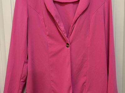Pink Blazer Jacket Size Small Polyester Spandex Single Button