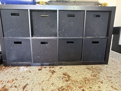 IKEA 8-Cube Storage Shelf with Bins – Black