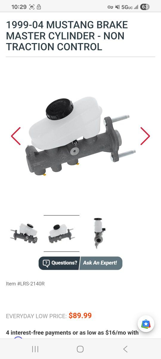 1999-2004 Ford Mustang Brake Master Cylinder - Non Traction Control