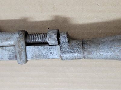Vintage Antique Adjustable Monkey Wrench with Wooden Handle