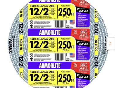 Southwire Armorlite 12/2 Solid Metal Clad MC Cable ~350 ft Total. NEW and half roll