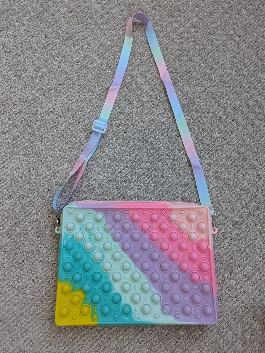 Pastel Rainbow Stripe Pop Purse Fidget Bag