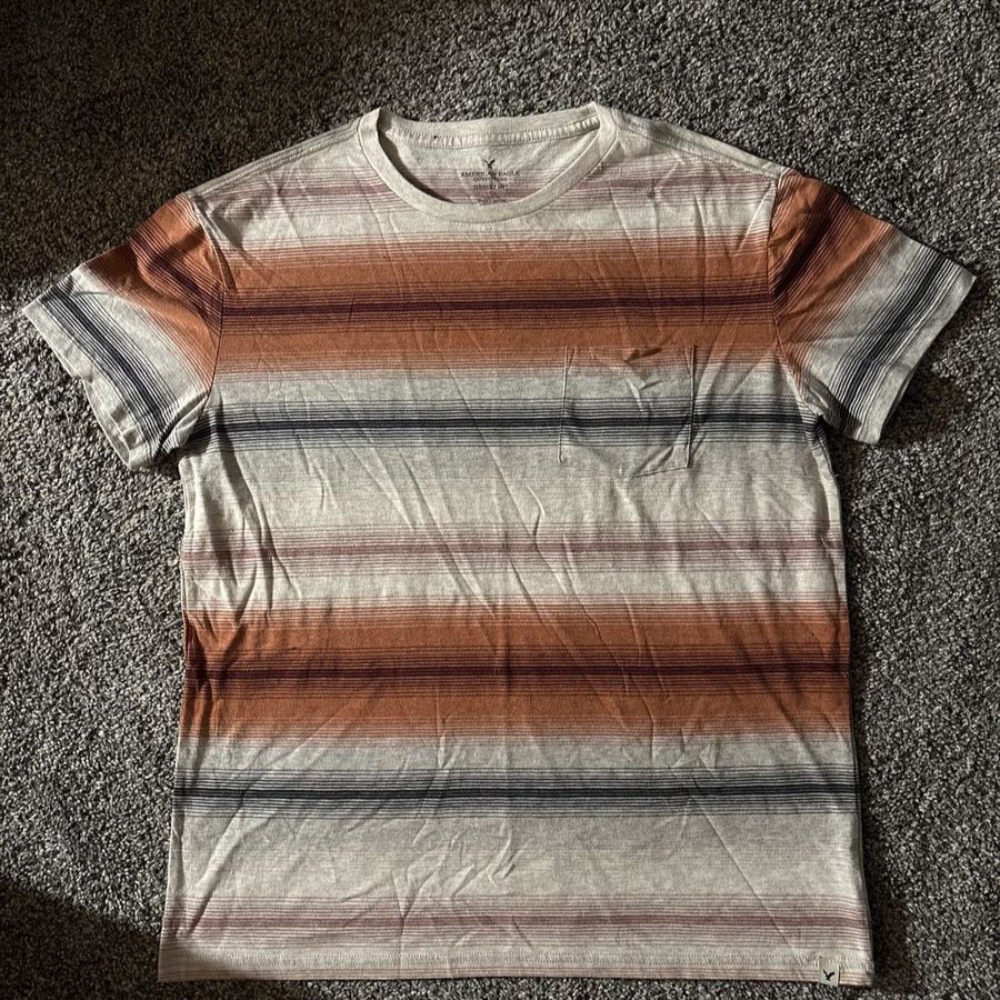 American Eagle Outfitters Men's Large Soft Classic Fit Striped T-Shirt