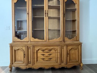 Vintage 1959 J.L. Metz French Provincial China Hutch- Cherry Veneer