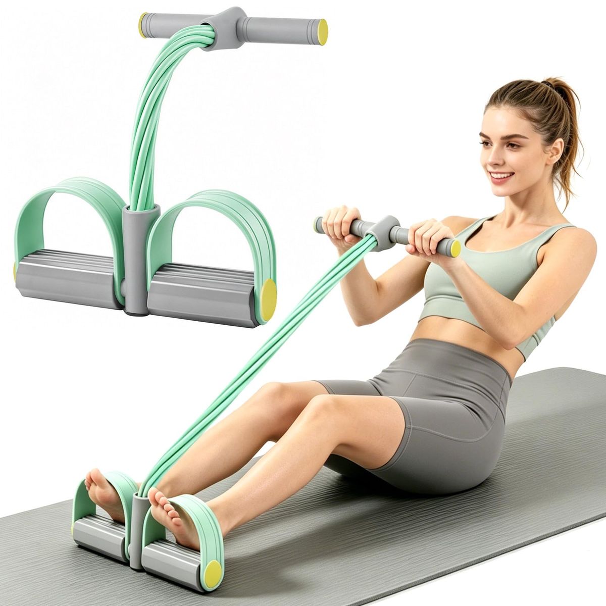FateFan Multifunction Tension Rope, 6-Tube Elastic Yoga Pedal Puller Resistance Band, Natural Latex Tension Rope Fitness equipme