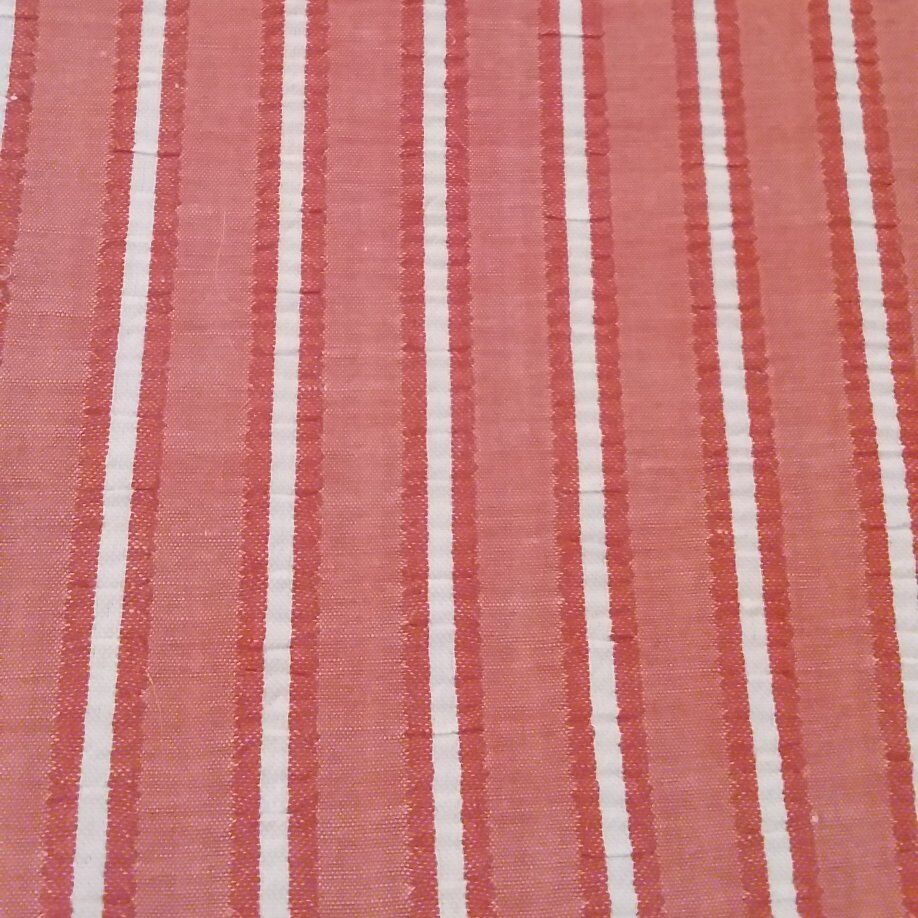 RED AND WHITE STRIPED SEERSUCKER FABRIC..4 YARDS