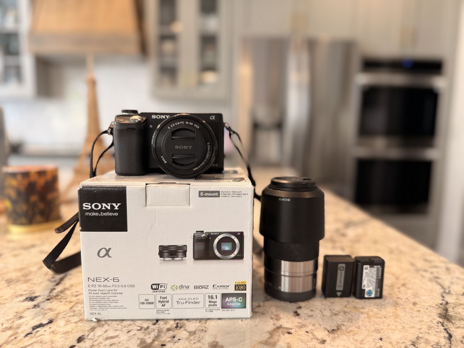 Sony Nex-6 including both the 16-50mm (f3-5.6 OSS) and 55-210mm (f4.5-6.3) lenses