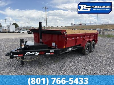 7x14 Liberty LD Dump Trailer - 24" Sides - 15.4K GVWR - 2 Tone Color, 7 Gauge Floor, Board Brackets, Fork Holders, Telescopic