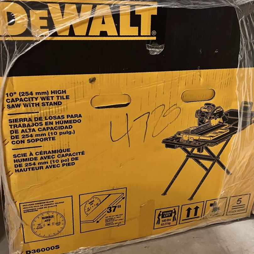 NEW D36000S Dewalt High Capacity Wet Tile Saw w/stand
