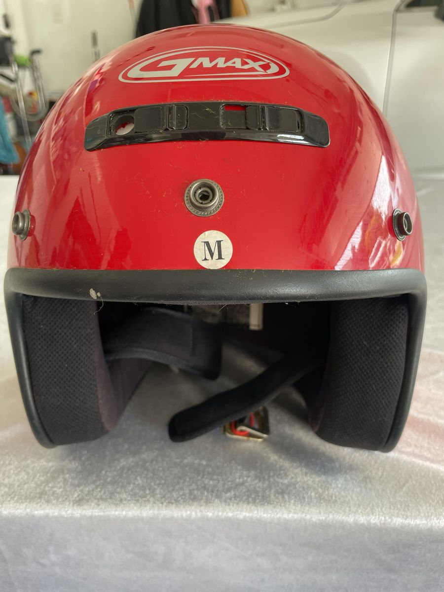 GMAX Red Open Face Motorcycle Helmet Size Medium Used
