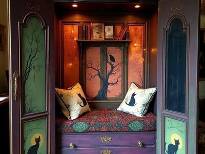 Antique Upcycled Armoire Reading Nook