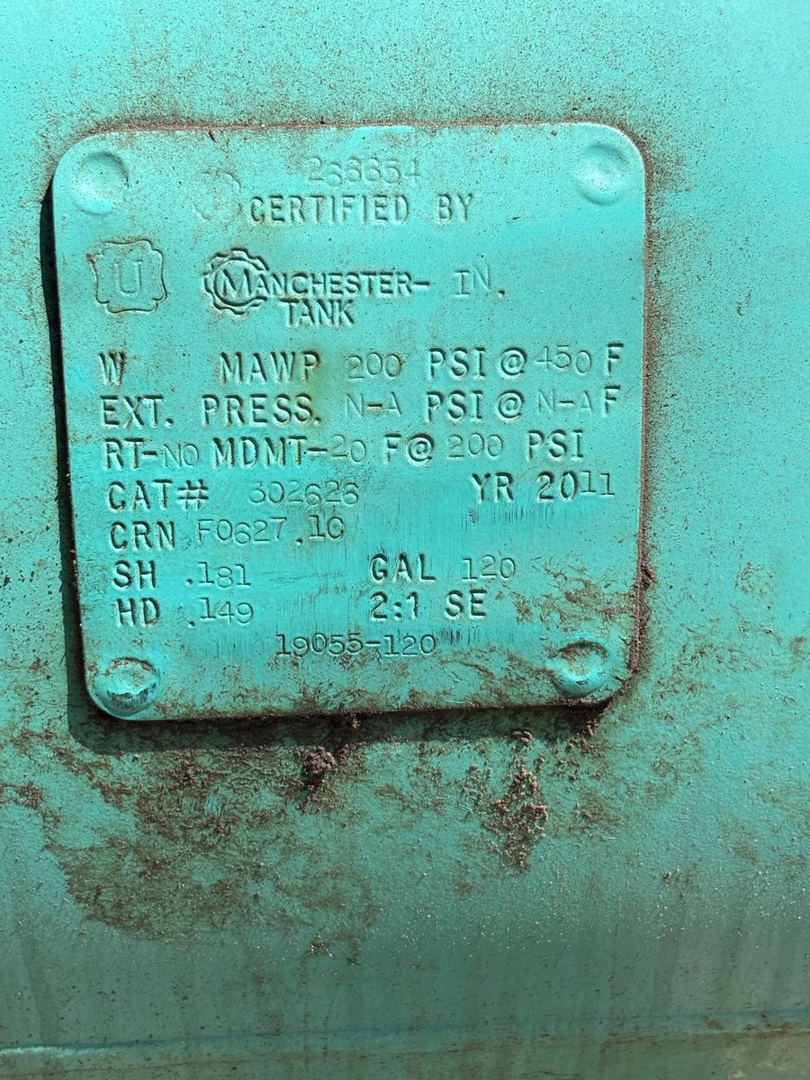 Air compressor tank 120gallon  200psi